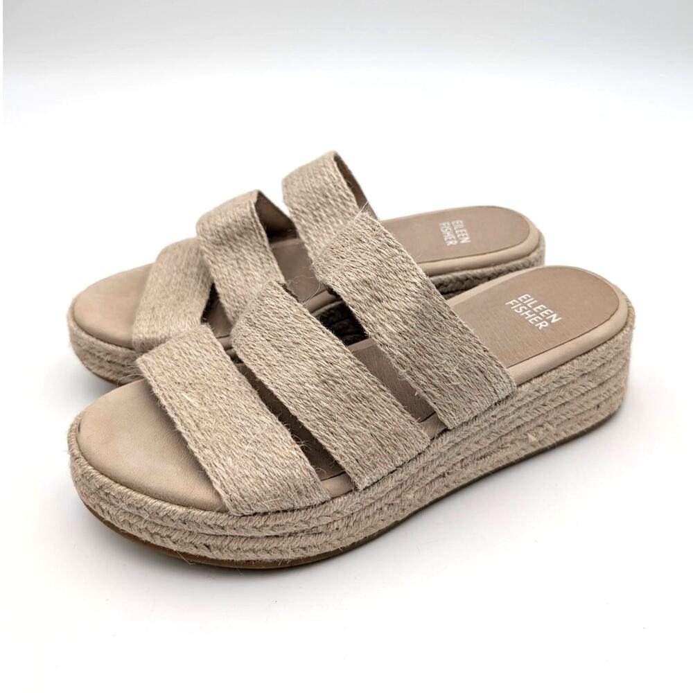 Eileen Fisher Mayla Jute Wedge Espadrille Sandal Women's Natural Size US6 EU36.5